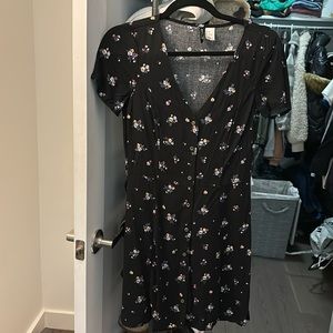 Floral print button up dress